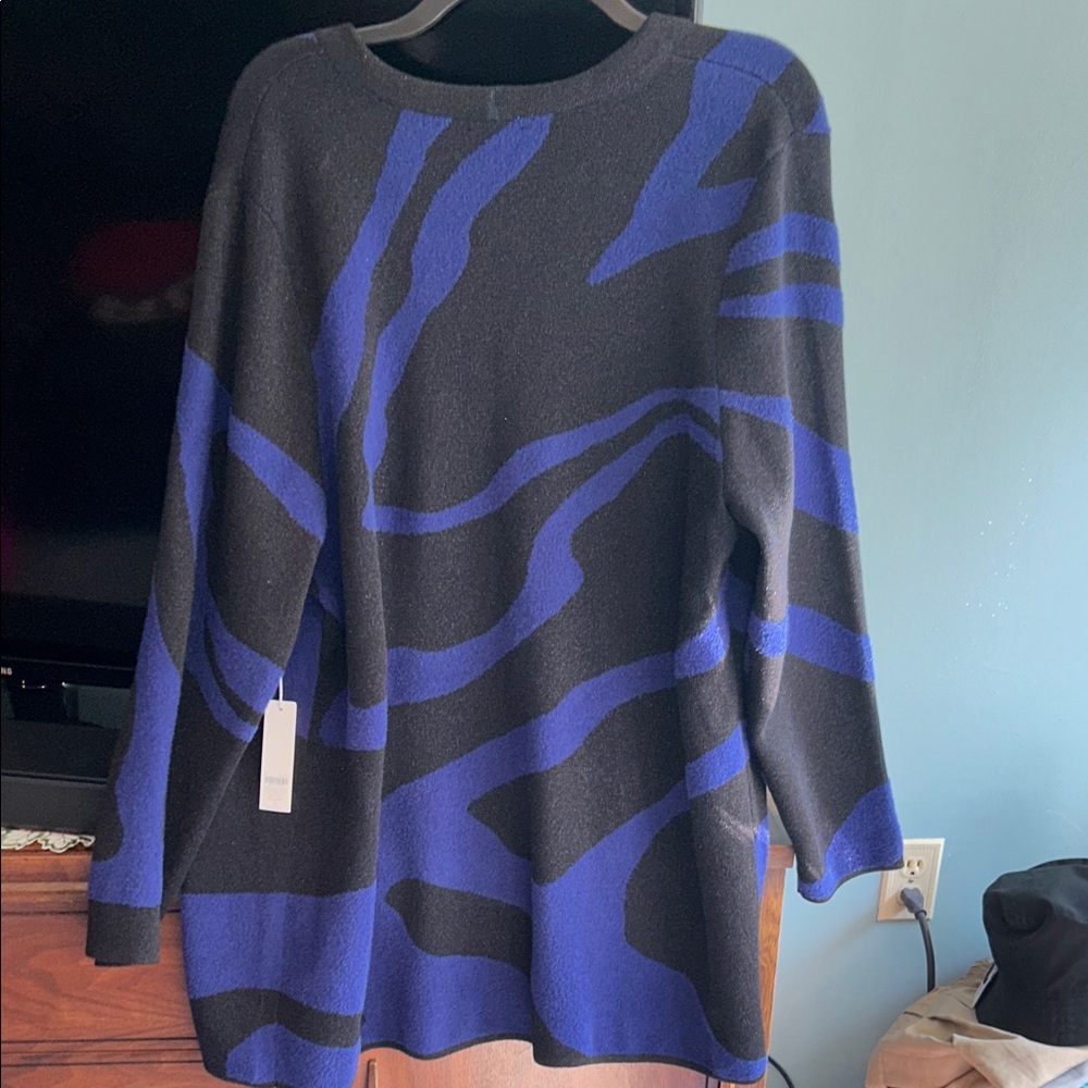 Chico's NWT- Black and Blue Open-Front Cardigan- Size XL - Picture 2 of 5